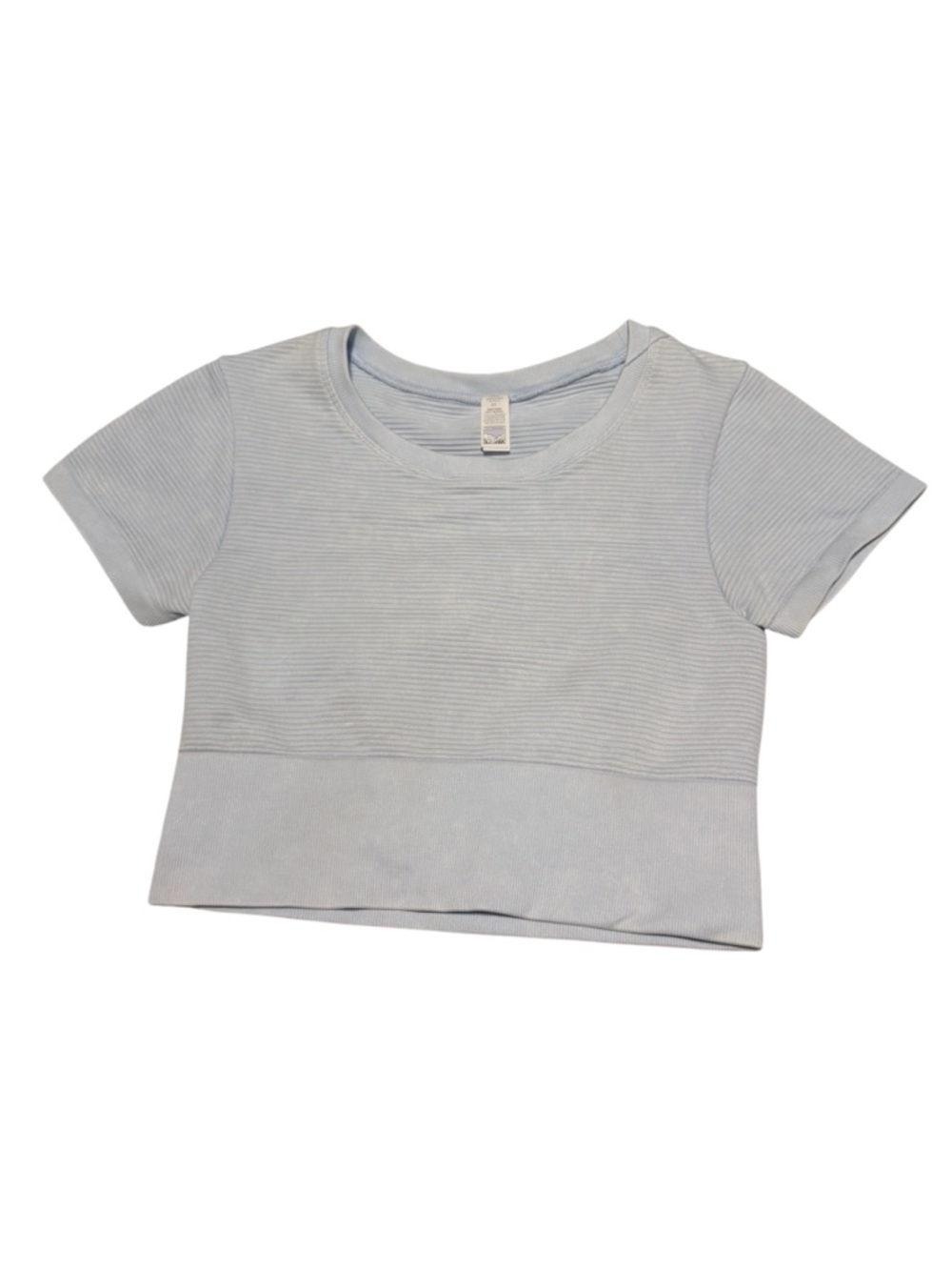 Offline by Aerie Light Blue Ribbed Crop Tee - Size Small